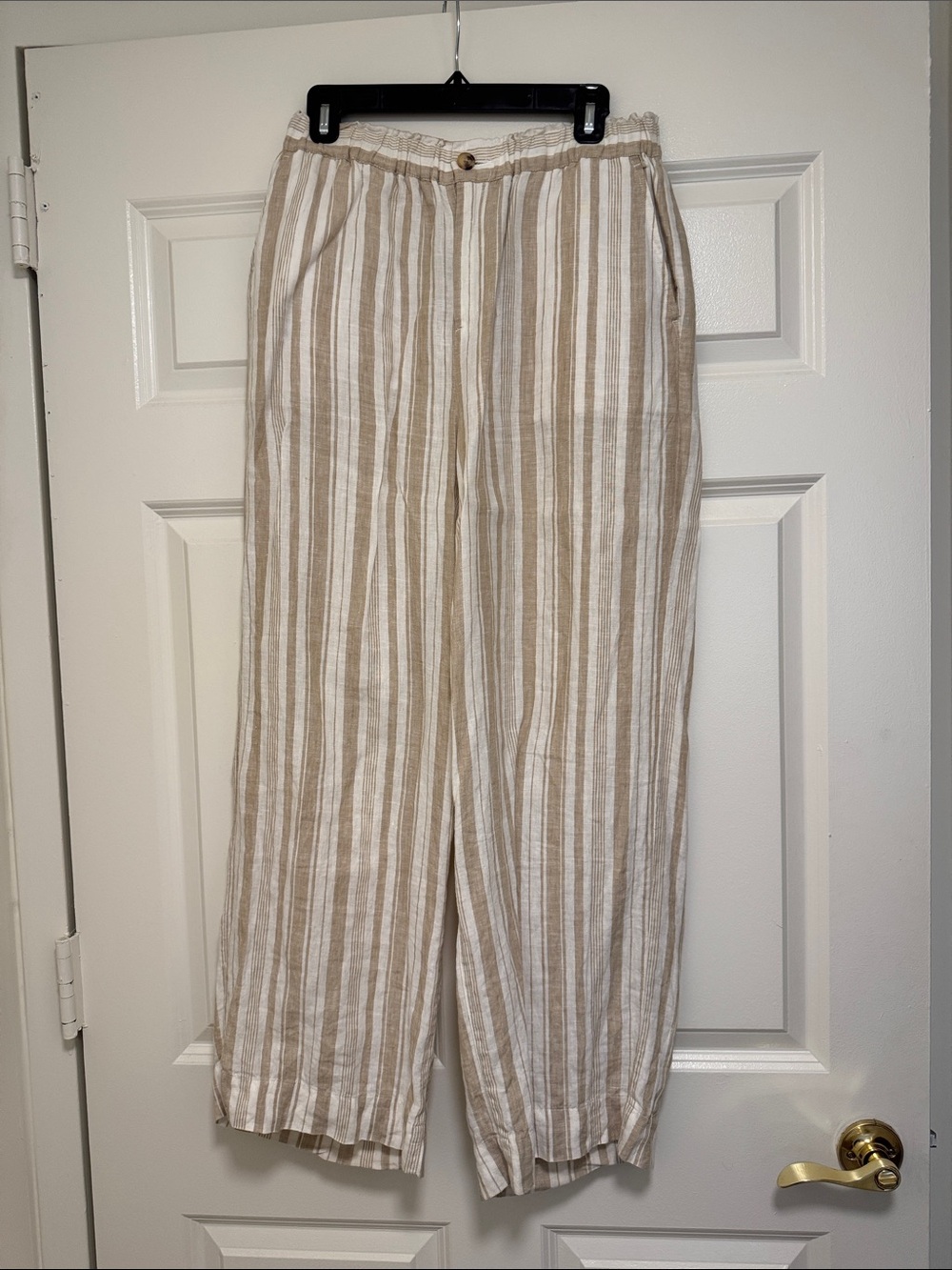 Faherty Beige and White Striped Linen Trousers. Have matching top too